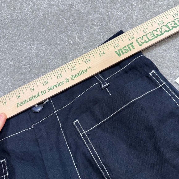 Maeve Colette Wide Leg Linen Blend Pants Crop Contrast Stitch Navy NWT 31 Tall - Picture 14 of 16